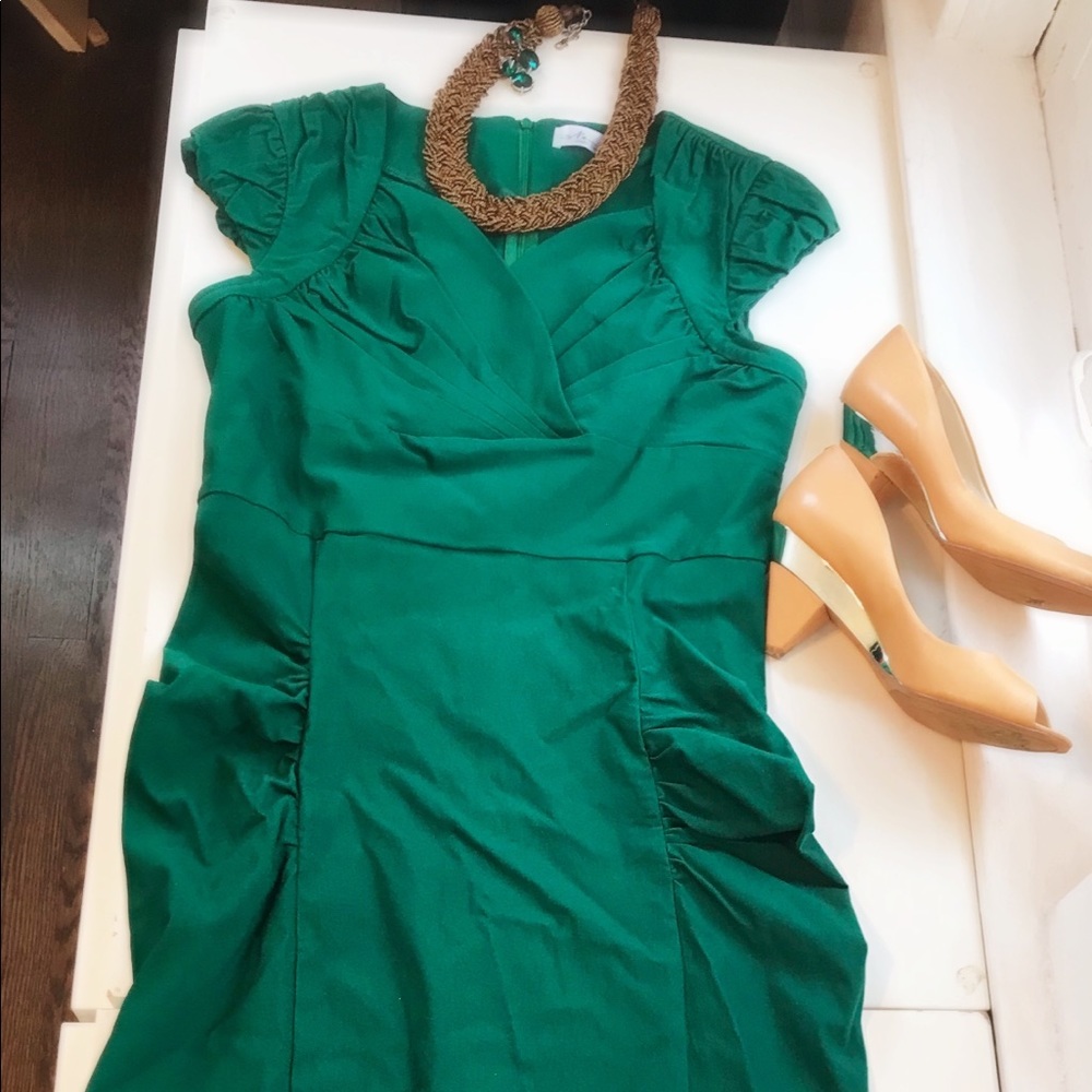 Kelly green midi dress